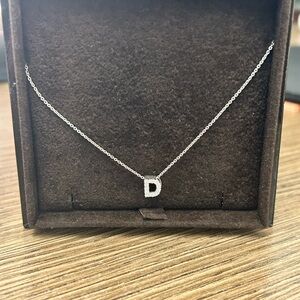 Roberto Coin Silver 'D' Pendant Necklace 18KT White Gold!